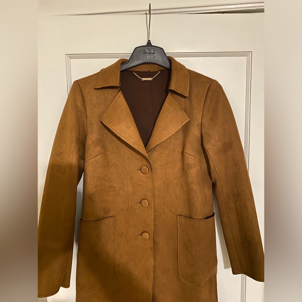 T Tahari  Brown Suede Women's Coat